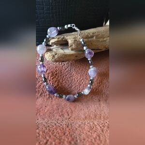 One Of A Kind Amethyst Black Onyx Bracelet